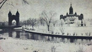 1905 Hartford CT Postcard Soldiers & Sailors Memorial Arch Winter Undivided