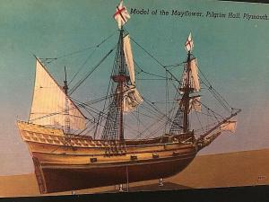 Postcard Model of The Mayflower, Pilgrim Park in Plymouth, MA.       T5