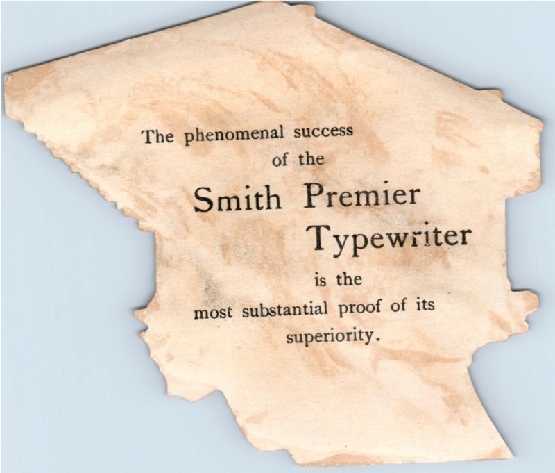 1880s-90s Smith Premier Typewriter Die Cut Trade Card P136
