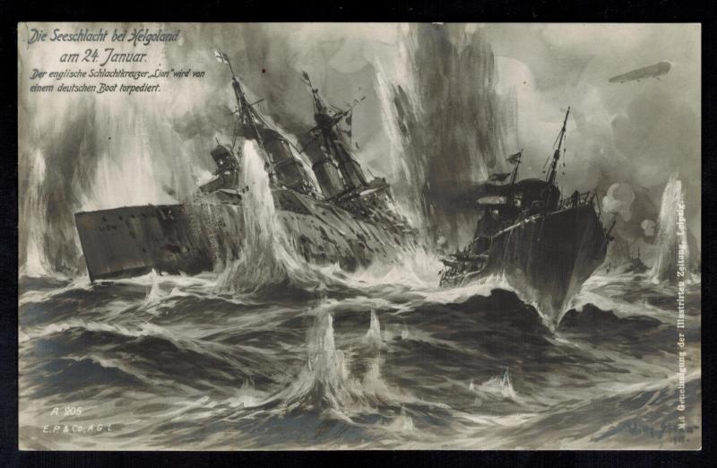 Mint Pictur Postcard Germany Britain Navy Kriegsmarine WW 1 Helgoland Sea Battle