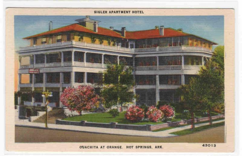 Bigler Apartment Hotel Hot Springs Arkansas 1944 postcard