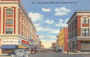 Elizabeth City North Carolina Main Street Scene Linen Antique Postcard K14782