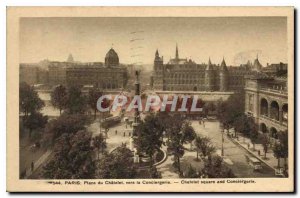 Old Postcard Place du Chatelet Paris to Conciergarie