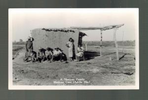 Old Mexico Postcard Mexican Family Adobe Hut
