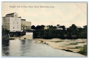 c1910's Ensigh's Mill & Dam Sioux River Harwarden Iowa IA Antique Postcard