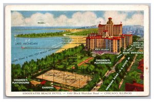 Vintage 1940s Postcard Edgewater Beach Hotel Chicago Illinois