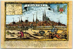 Postcard - A 17th century engraving - Chartres, France