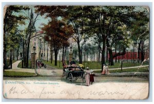 Evanston Illinois IL Postcard Northwestern University Ellsworth WI 1907 Tuck's