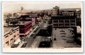 RPPC NORTH VICTORIA, B.C. Canada ~ Tinted DOUGLAS STREET Scene c1930s Postcard