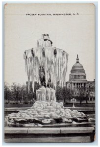 c1910 Building Behind Frozen Fountain Washington DC Antique Unposted Postcard