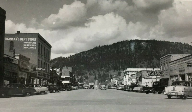 Colville WA S. Main Street Scene Real Photo Postcard RPPC Barman's Dept Store