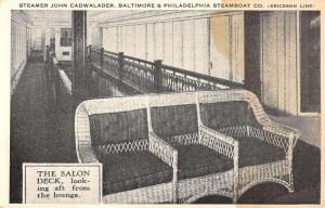 Baltimore Philadelphia Boat Steamer Cadwalader Salon Deck Postcard K78601