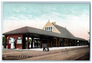 c1905 Lakewood New Jersey NJ, N. J. R. R. Railroad Depot Train Station Postcard