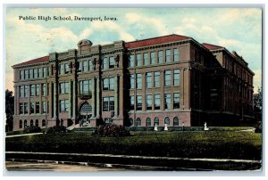 1911 Exterior View Public High School Building Davenport Iowa IA Posted Postcard