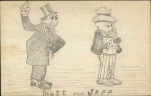 Handmade Hand Drawn Comic Mutt & Jeff Vintage Card NOT A POSTCARD