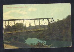 FREEPORT ILLINOIS CEDARVILLE BRIDGE 1909 VINTAGE POSTCARD