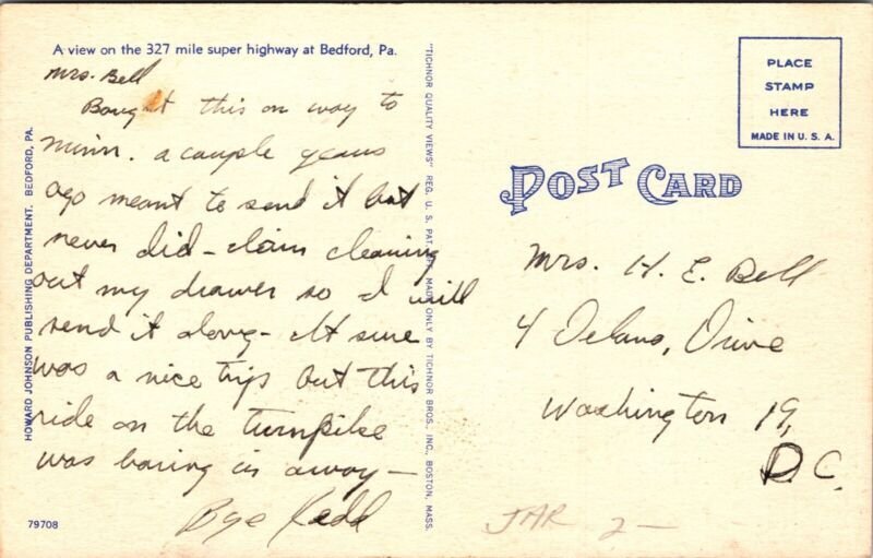 Pennsylvania Turnpike Approach Bedford Interchange Linen Birds Eye View