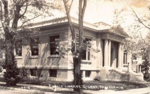 J84/ Gilroy California Postcard RPPC c1940s Public Library Building 224