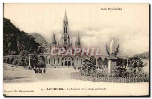 Old Postcard Lourdes Basilica and the Virgin crowned