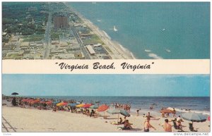 VIRGINIA BEACH, Virginia, 1940-1960's; Aerial View Of The Many Hotels And Mot...