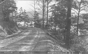 RPPC KANUGA LAKE & ROAD HENDERSONVILLE NORTH CAROLINA REAL PHOTO POSTCARD 1921