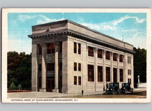 c1925 National Bank Middlesboro Kentucky KY Old Cars Postcard