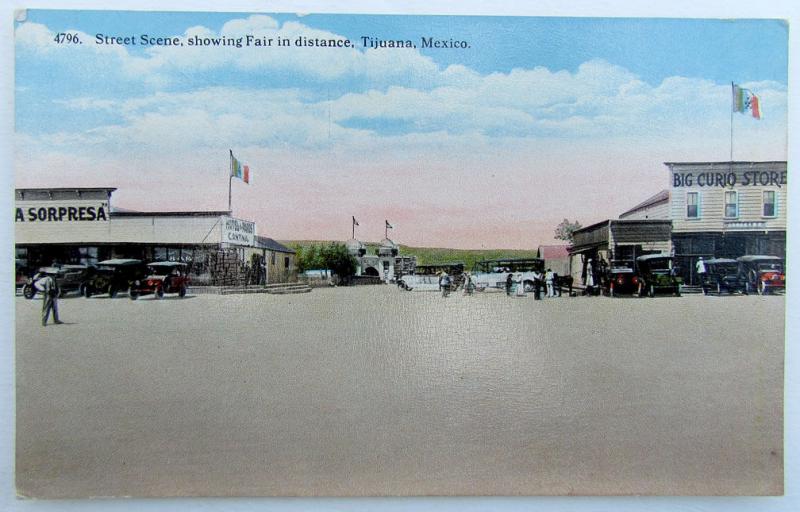 VINTAGE 1916 POSTCARD STREET SCENE SHOWING FAIR TIJUANA MEXICO