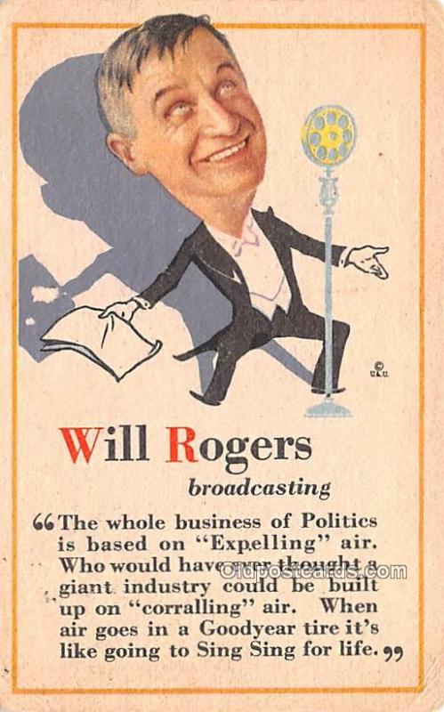 Will Rogers Broadcasting Movie Star Actor Actress Film Star 1929 