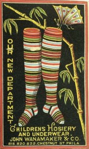 John Wanamaker Hosiery Underwear Graphic Stockings Butterfly & Bamboo P99