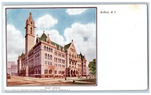 c1905 Post Office Exterior Building Street Road Cars Buffalo New York Postcard
