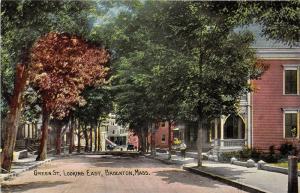 Brockton Massachusetts~Green Street East~Houses~Boy posing on Sidewalk~c1910 Pc