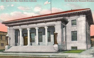 Vintage Postcard 1910's New Post Office Building Santa Rosa California CA