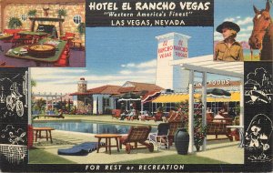 Linen Postcard Hotel El Rancho Vegas Old West Frontier Town Las Vegas NV