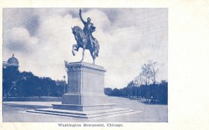 Vintage Postcard 1920's George Washington Monument Statue Chicago Illinois ILL