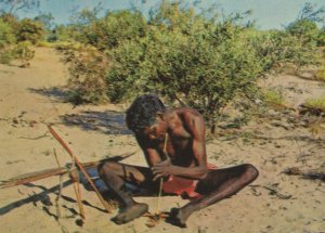 Australian Aborigine Making A Fire Postcard