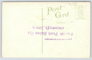 LeMars Iowa~Steeple~St Joseph's Catholic Church~c1910 Bancroft Parcel Post Sales 