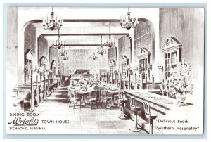 Wright's Dining Room Interior Town House Richmond Virginia VA Unposted Postcard