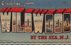 Postcard Large Letters Greetings from Wildwood By the Sea NJ