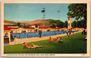 Nevada NV, 1938 Laughton Hot Springs and Swimming Pool near Reno, Postcard