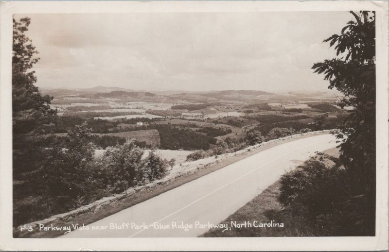 RPPC Postcard Parkway Vista Bluff Park Blue Ridge Parkway NC