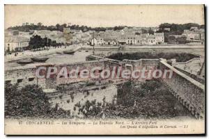 Old Postcard Concarneau Ramparts The North Turret the Rear Port Quays of Aigu...