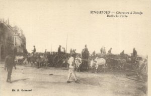 PC CPA SINGAPORE, BULLOCK CARTS, VINTAGE POSTCARD (b11970)