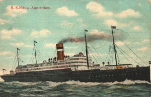 Holland America Line SS Nieuw Amsterdam Ship Vintage Postcard 04.05