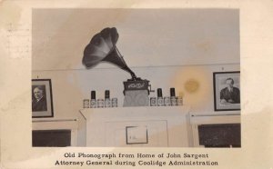 John Sargent Home Old Edison Phonograph Real Photo Vintage Postcard AA52489
