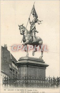 Old Postcard Lille statue of Joan of Arc