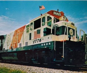 Railroad Postcard Train Locomotive Spirit Of 76 Seaboard Coast Line 1776 US Flag