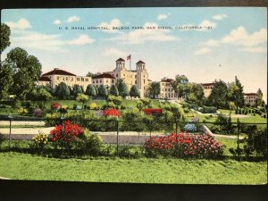 Vintage Postcard 1930-1945 U.S. Naval Hospital Balboa Park San Diego California