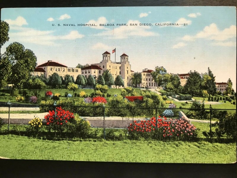 Vintage Postcard 1930-1945 U.S. Naval Hospital Balboa Park San Diego