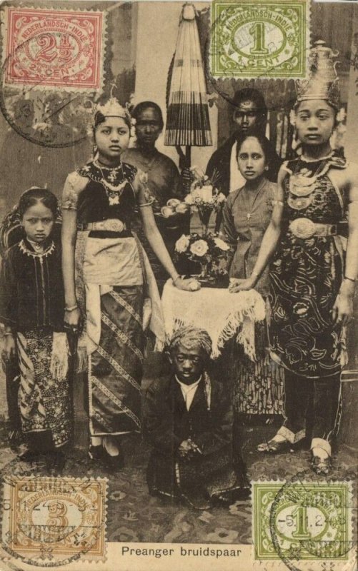 indonesia, JAVA PREANGER, Native Wedding Couple (1924) Postcard
