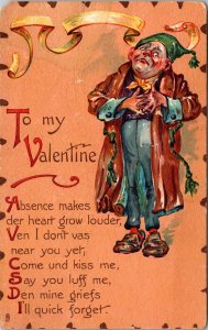 Valentine Postcard Absence Makes The Heart Grow Louder, Man and Poem